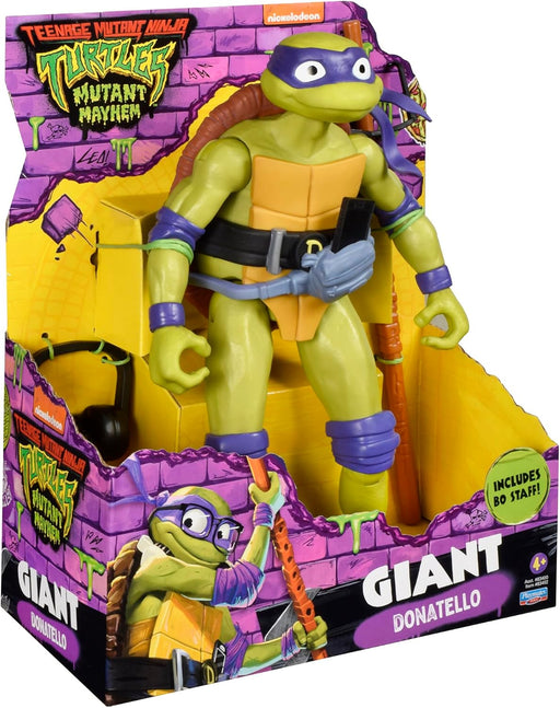 Figura gigante Donatello Tortugas Ninja de 30 centímetros mostrando articulación completa, expresión intelectual y presencia innovadora del ninja científico
