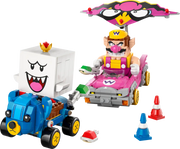 Figuras LEGO Super Mario 72038: Wario y Rey Boo con conos de tráfico, caparazones lanzables y accesorios de Mario Kart

