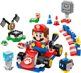 Figuras LEGO Super Mario 72043: Mario interactivo, Bob-omb, Roca Picuda con caja de objetos y elementos del circuito de Mario Kart

