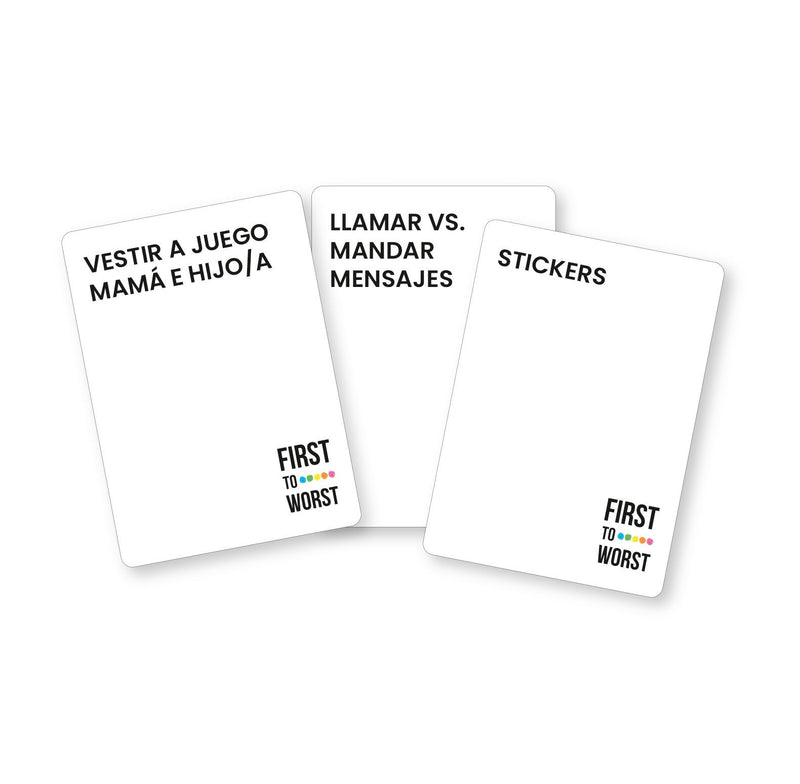 First to Worst Ludilo - Cartas del juego cooperativo y componentes internos
