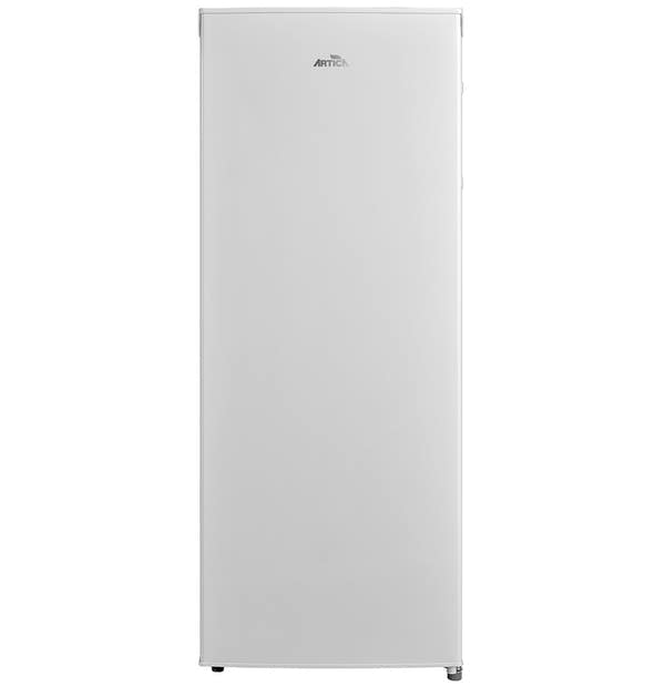 Frigorífico Artica cerrado de frente, diseño blanco minimalista.
