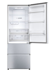 Frigorífico Combi Haier HTR5720ENMG 483L No Frost Inox 3 Puertas abierto