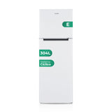 Frigorífico Svan SF17601E cerrado con etiquetas de eficiencia, capacidad total y sistema cíclico