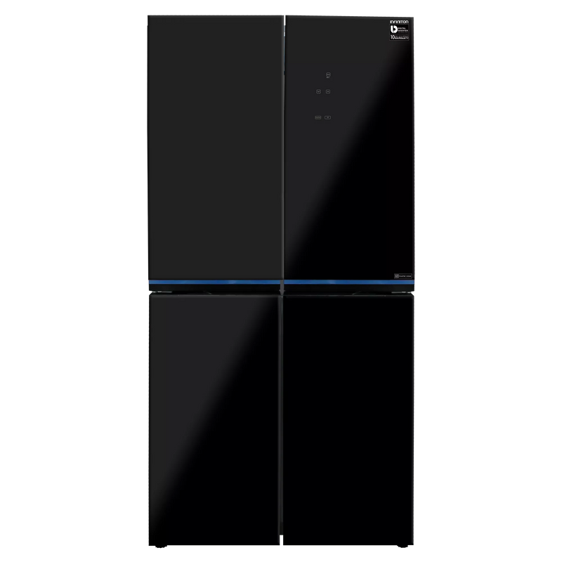 Frigorífico americano Infiniton AMCB-496BC NFT de 470 litros con acabado crystal black, puertas de cristal y tecnología No Frost
