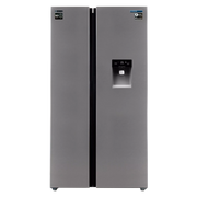 Frigorífico americano Infiniton SBS-503A77XED de 503 litros en acero inoxidable con dispensador de agua integrado y pantalla táctil de control digital bi-zona
