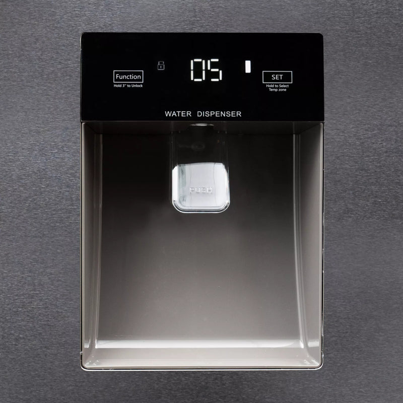 Frigorífico americano Infiniton side-by-side con dos puertas verticales, acabado inoxidable, dispensador de agua externo y tecnología Inverter silenciosa de 37 dB
