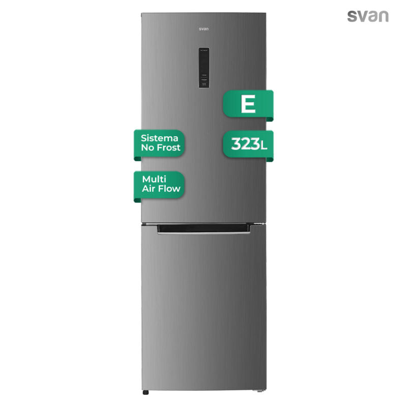 Frigorífico combi Svan SC185603 en acero inoxidable con pantalla digital y clase E
