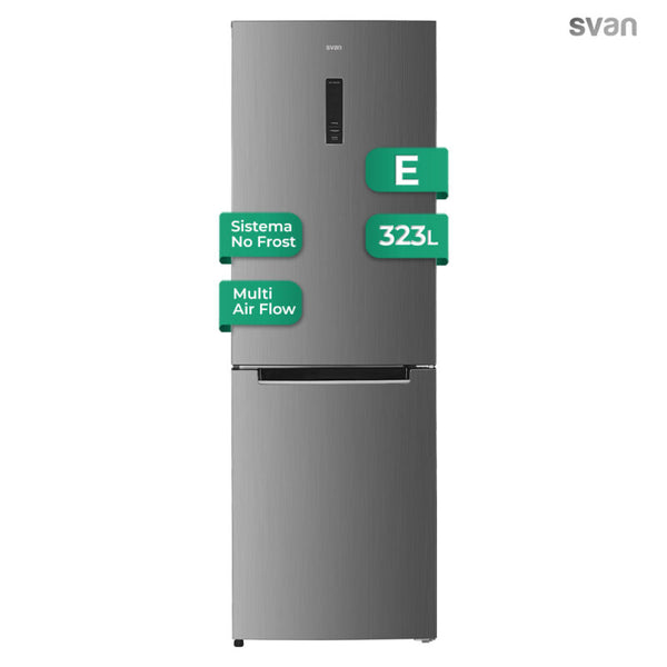 Frigorífico combi Svan SC185603 en acero inoxidable con pantalla digital y clase E
