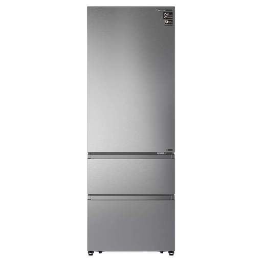 Frigorífico combi francés Infiniton FRD-456WT20XEN de 493 litros con acabado inoxidable, puertas french door, panel de control táctil LCD y sistema Total No Frost, ideal para cocinas modernas con su diseño de 70cm de ancho
