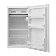 Frigorífico compacto Artica modelo AF1P86470EW abierto mostrando estantes y compartimentos
