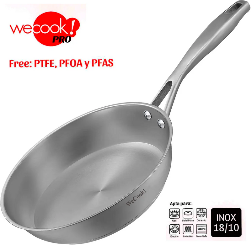 Sartén WeCook Acero Inoxidable 28cm - Profesional Antiadherente - Ref. 64028