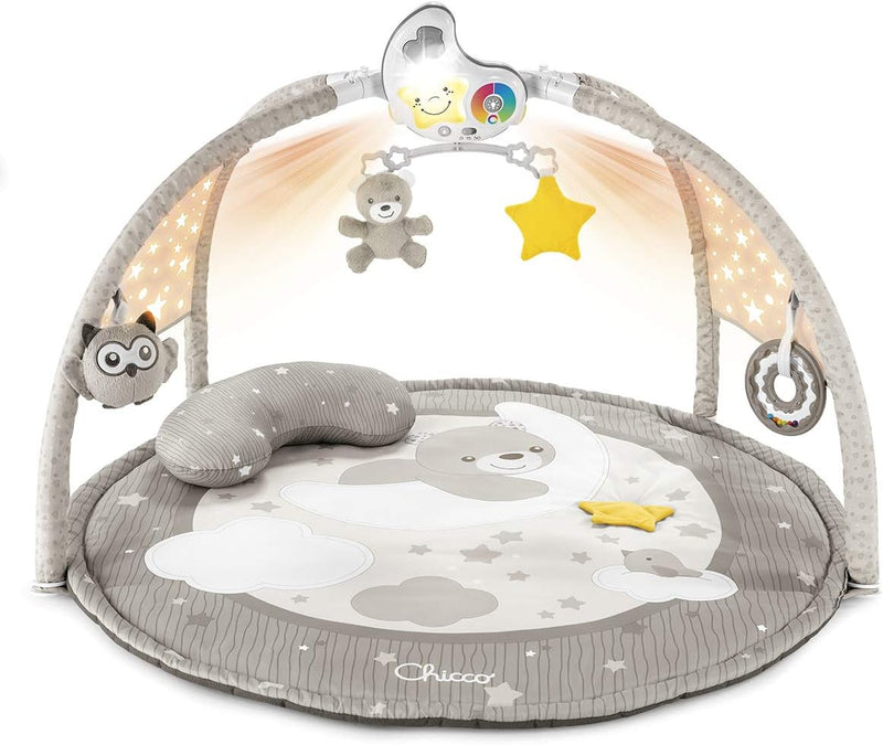 Gimnasio de actividades Chicco Toy FD Enjoy Colors Playgym con alfombra 83cm, proyector de luna con estrellas, 4 muñecos colgantes y cojín ergonómico para bebés desde recién nacido

