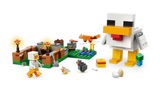 Granja LEGO Minecraft con gallina blanca gigante, nidos, huevos, estanque y zombi