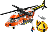 Helicóptero LEGO City Coast Guard naranja con cabrestante funcional salvavidas
