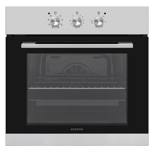 Horno Infiniton B698 multifunción con turbo en acero inoxidable de 60cm, con panel de control frontal, puerta de cristal y acabado profesional para cocinas modernas

