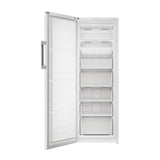 Congelador vertical Indesit MFINF1292W4E con la puerta abierta y sus 5 cajones