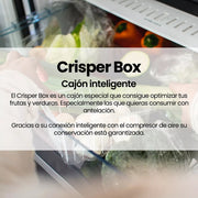 Infografía: cajón Crisper Box para fruta y verdura del Infiniton FG-85D8WEH