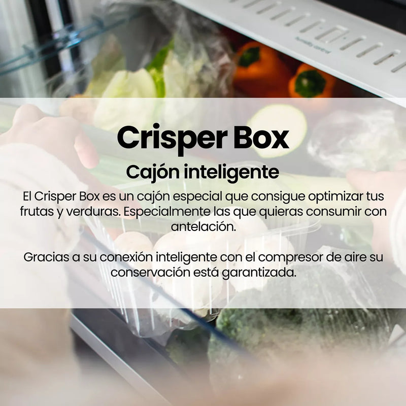 Infografía: cajón Crisper Box para fruta y verdura del Infiniton FG-85D8WEH