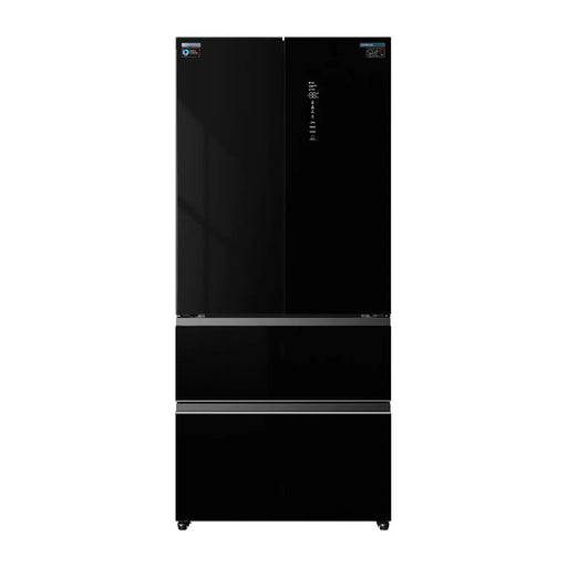 Frigorífico americano FRD-580Q90NEG de 458 litros con acabado en cristal negro, puertas francesas y tecnología No Frost
