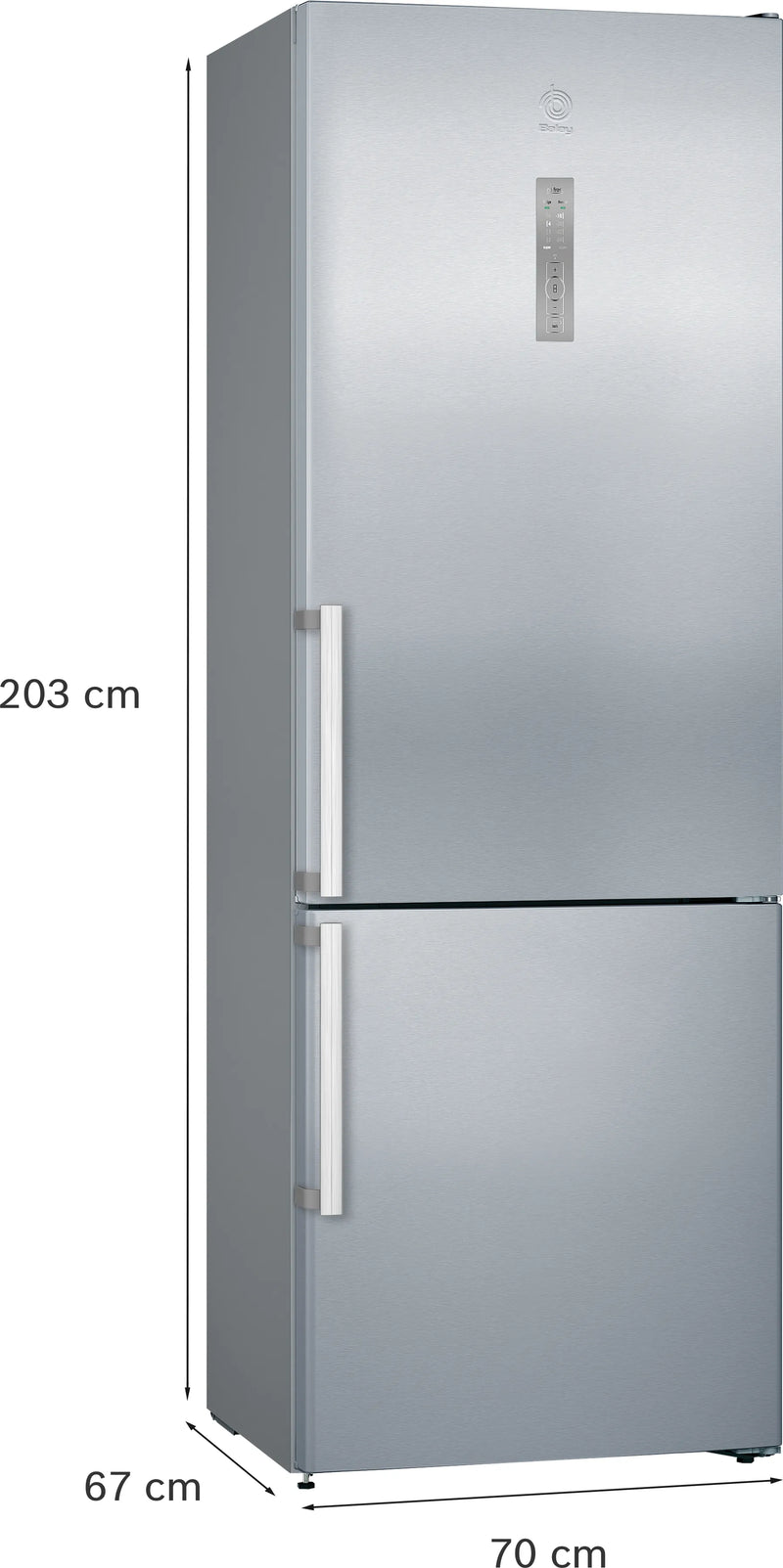 Interior del frigorífico BALAY 3KFE776XE mostrando estantes de cristal templado, cajones para verduras, zona 0ºC, iluminación LED y compartimentos organizados de 435L
