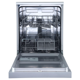 Interior del lavavajillas DIW-60.6S mostrando cesto superior regulable, cesto inferior para 12 servicios y sistema Free Movement para cubiertos con distribución flexible
