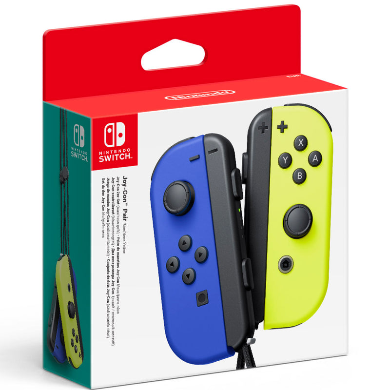 Joy-Con oficiales Nintendo Switch en azul y amarillo neón - Mandos inalámbricos con sensores de movimiento, vibración HD y lector NFC para 1-2 jugadores
