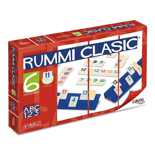 Juego Rummi Classic 6 Jugadores Grande Cayro con fichas de colores y tablero grande, ideal para diversión en familia y desarrollo de habilidades estratégicas.