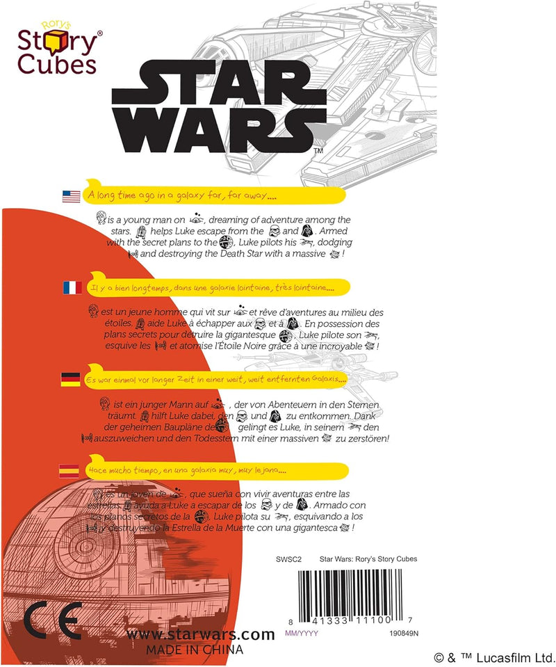 Juego Story Cubes Star Wars de Asmodee con 9 dados temáticos, perfecto para fans y familias a partir de 6 años
