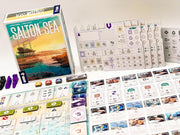 Juego de mesa Salton Sea - componentes y cartas del eurogame de extracción de energía geotérmica con mecánicas de contratos y gestión de mano, editorial Devir
