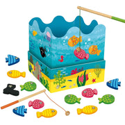 Juego de pesca Goula con cañas y peces de madera.