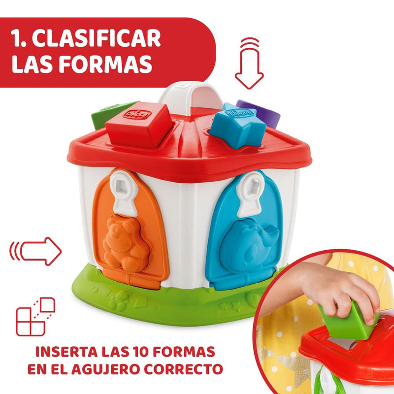 Juguete de encajables Chicco con clasificador de formas, 5 llaves diferentes y diseño colorido para estimular el desarrollo cognitivo y la asociación lógica

