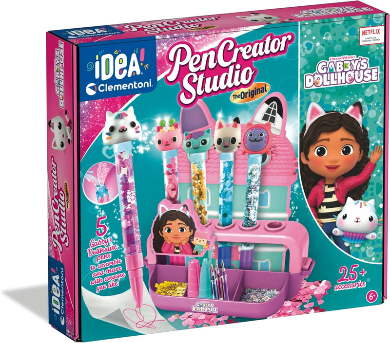 Kit creativo Clementoni Create your Gabby Pens de Gabby's Dollhouse con bolígrafos personalizables, pegatinas de personajes y decoraciones para niños
