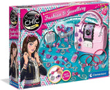 Kit creativo Clementoni Fashion & Jewellery con cuentas de colores, hilos y herramientas para diseñar pulseras, collares y bisutería infantil
