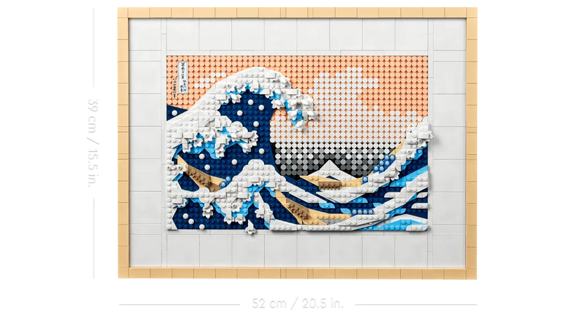 LEGO 31208 Hokusai Gran Ola - Vista detallada del mosaico artístico japonés enmarcado
