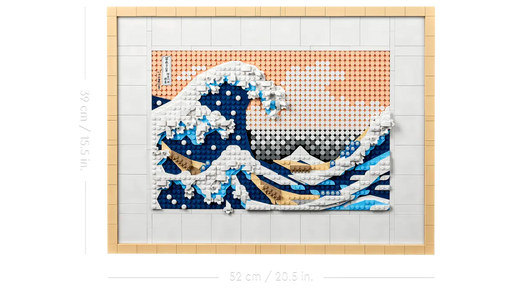 LEGO 31208 Hokusai Gran Ola - Vista detallada del mosaico artístico japonés enmarcado
