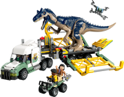 LEGO 76966 Allosaurus y camión de transporte - Vista detallada con quad y dron
