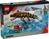 LEGO 76974 Jurassic World - Caja del set Mosasaurus con minifiguras y accesorios marinos
