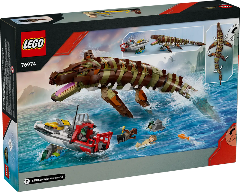LEGO 76974 Jurassic World - Caja del set Mosasaurus con minifiguras y accesorios marinos
