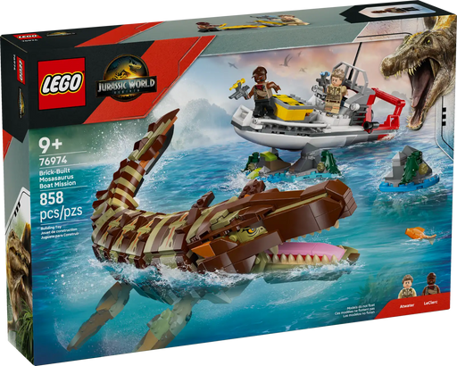 LEGO 76974 Misión Naval Mosasaurus Construible - Set completo Jurassic World 858 piezas
