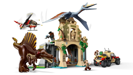 LEGO 76976 Spinosaurus y Quetzalcoatlus - Templo antiguo con helicóptero y camión
