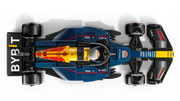 LEGO 77243 Red Bull RB20 vista cenital mostrando cockpit, alerones y patrocinadores Oracle Mobil1
