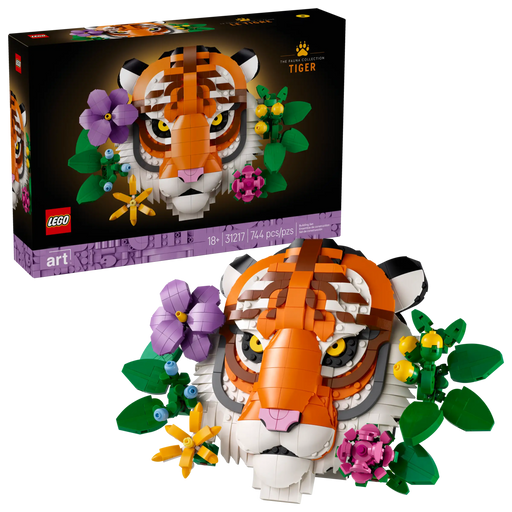 LEGO Art 31217: Cabeza de tigre con flores en mosaico decorativo
