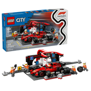 LEGO City F1 60443 - Caja original del set de 322 piezas con parada en boxes Ferrari, coche de carreras y equipo de mecánicos para niños +6 años

