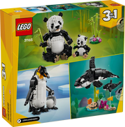 LEGO Creator 31165 Familia de Pandas construido - Figura articulada de panda adulto de 14 cm con boca, cabeza, cuello y garras móviles junto a su cachorro y brote de bambú. Set 3en1 de construcción con 626 piezas.
