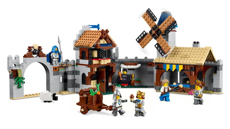 LEGO Creator 31168 construido como justa medieval con castillito - una de las 3 opciones de construcción del set Castillo Medieval
