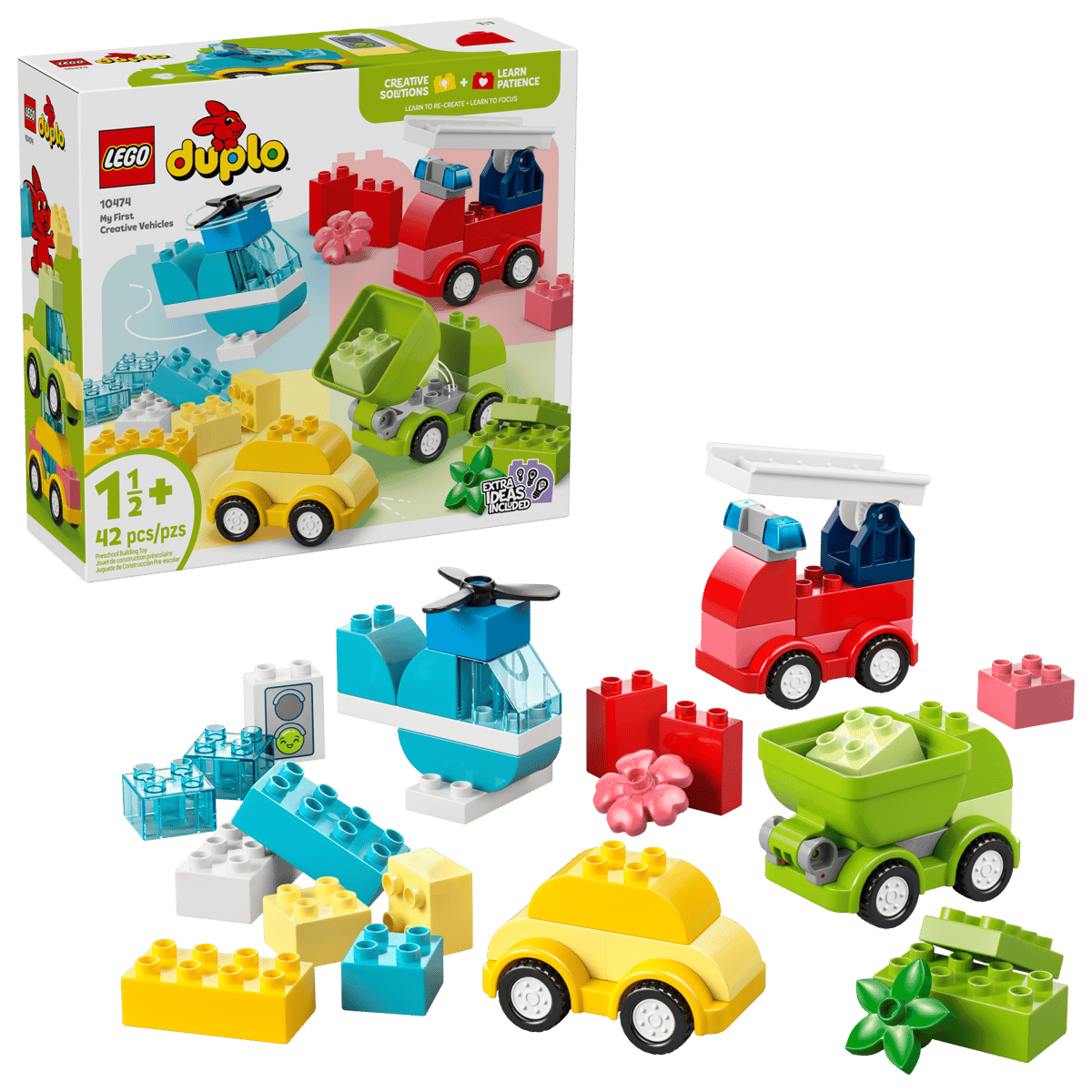 LEGO DUPLO 10474 Mis Primeros Vehículos Creativos con 4 modelos de vehículos coloridos
