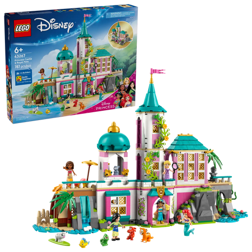 LEGO Disney 43267: Castillo de princesas con Ariel, Rapunzel y mascotas