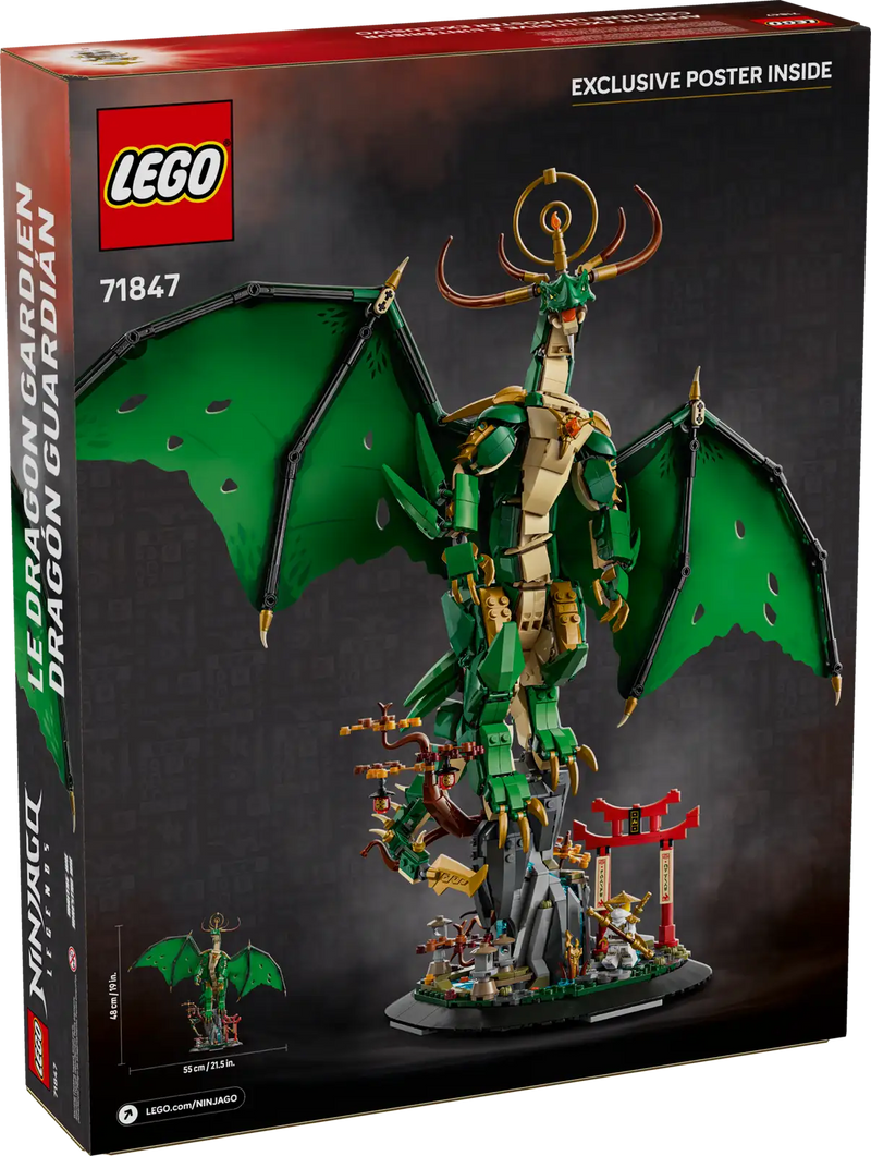 LEGO Dragón Guardián NINJAGO 71847 - Caja del set de construcción de 1650 piezas con dragón dorado articulado