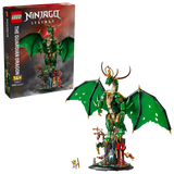 LEGO Dragón Guardián NINJAGO 71847 - Comparativa caja y producto terminado mostrando el impresionante dragón dorado de 70cm