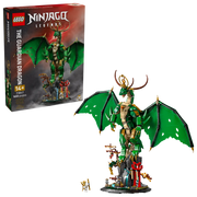 LEGO Dragón Guardián NINJAGO 71847 - Comparativa caja y producto terminado mostrando el impresionante dragón dorado de 70cm